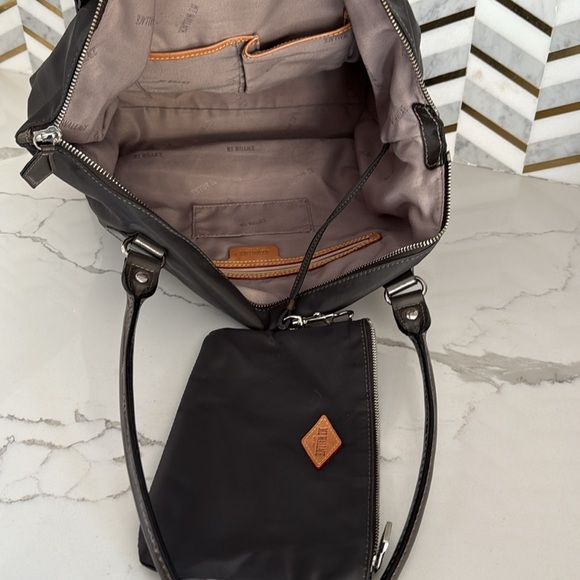 MZ Wallace Tote Bag Medium Dark Gray Nylon with With Pouch Silver Hardware - Picture 11 of 16